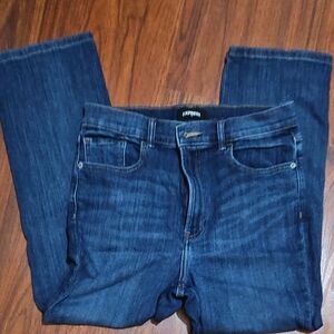 Express Blue Straight Leg Jeans with Subtle Fading